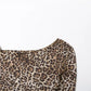 Leopard Print Mesh Asymmetrical Tops Sexy Lace Up One Shoulder Long Sleeve Shirts Woman Clothes