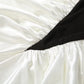 Off Shoulder Pleated Split Long Dresses Satin White and Black Patchwork Elegant Sexy Party Dresses for Woman
