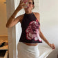 Women Y2k Floral Printed Halter Tank Top Summer Going Out Cami Tops Boho Sexy Backless Vacation Beach Camisoles