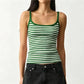 Women Striped Ribbed Tank Top U Neck Sleeveless Slim Fit Cami Top Y2K Retro Stripe Print Summer Casual Camisole
