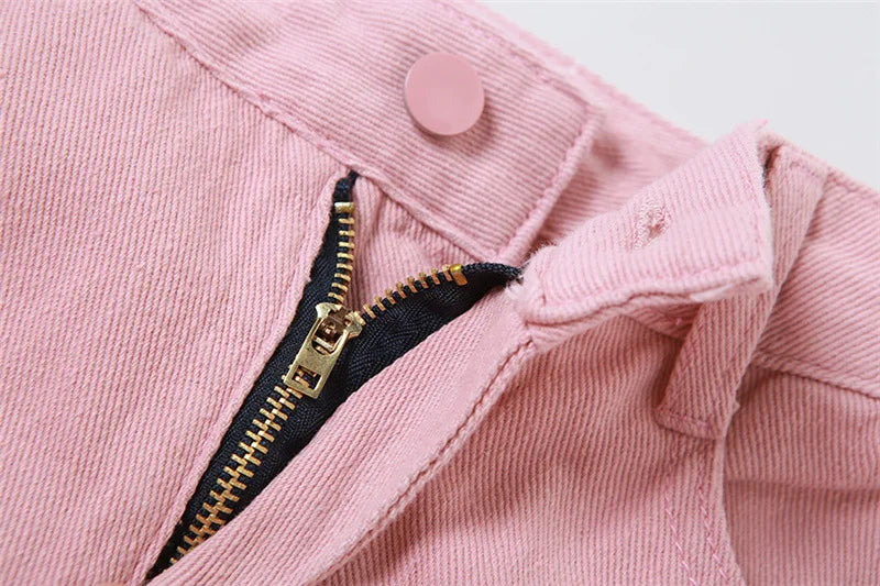 Patchwork Jean Y2k Baggy Denim Pants Pink Green Straight Jeans Woman Bottoms Y2k Streetwear Winter Fashion