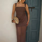Elegant Ruched Sexy Maxi Dress Women Gown Patchwork Square Collar Sleeveless Backless High Waist Club Party Long Dress