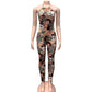 Backless Halter Jumpsuit Women Sexy Colorful Flowers Print Sleeveless Summer Trend Skinny Hottie Streetwear Overalls