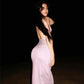 Sexy Summer Hollow Backless Sleeveless Maxi Dress Lace Mesh Splicing Black Party Evening Dresses Woman Elegant