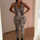 Peach Buttocks Jumpsuit Women Leopard Print Coquette Summer Trend Midnight Club Activity FitStretch Workout Overalls