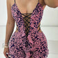 Leopard Print Romper Women Flocking V-Neck Tassel Sexy Summer Backless Coquette Thin Midnight Party Workout Playsuits