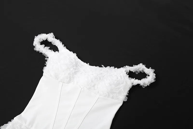3d-Flower Off Shoulder Backless Mini Dress Sexy White Party Dresses Woman 2026
