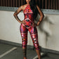 Colorful Print Playsuits Woman Halter Off Shoulder Backless Skinny Peach Hip Hot Girls Street Sexy Fashion Rompers
