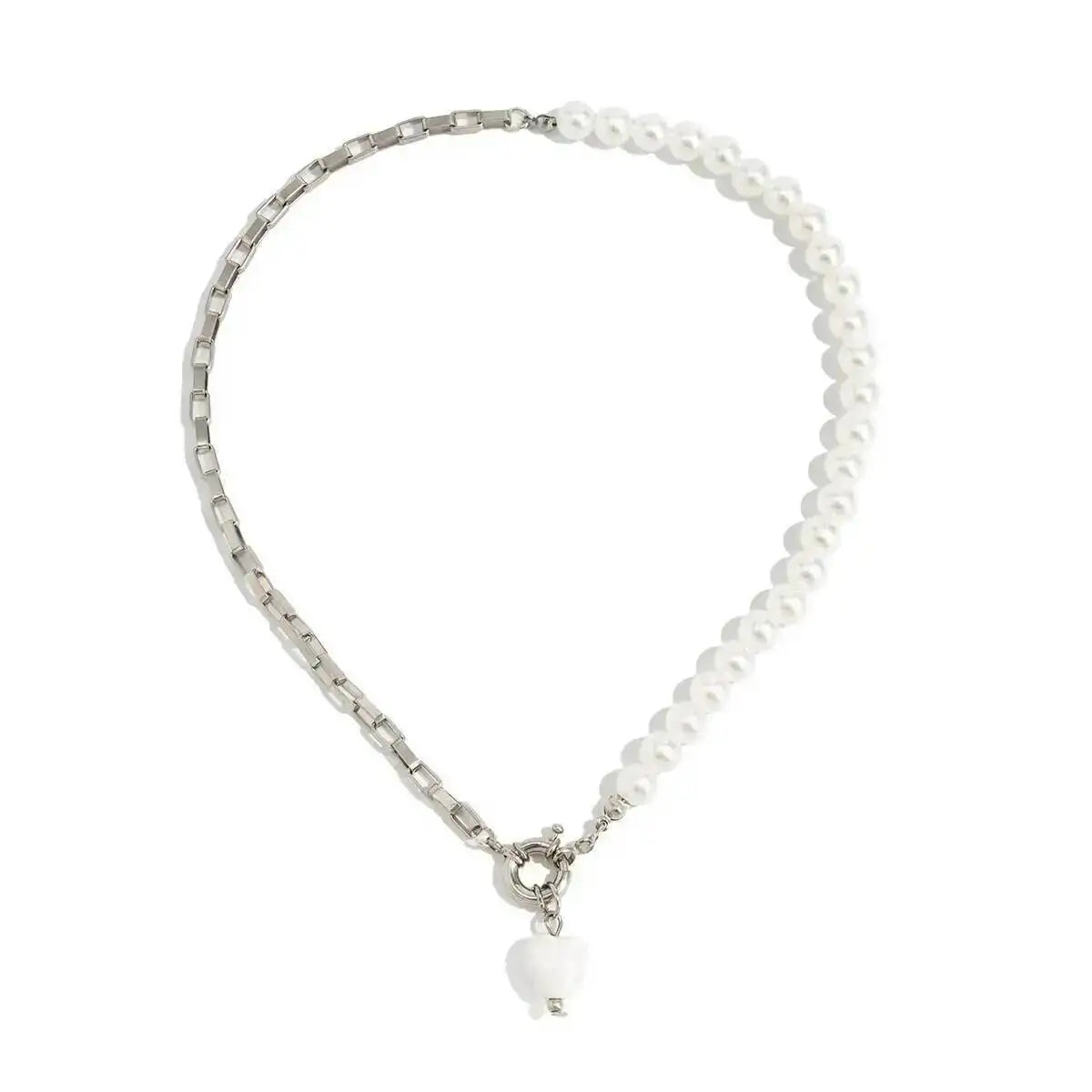 Elegant Ceramic Love Heart Pendant Choker Necklace for Women 2026 New Trend Goth Imitation Pearl Chain Wedding Jewelry