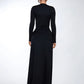 Deep V Neck Long Sleeve Sexy Maxi Dress For Women Autumn Winter New Black Thigh High Split Sexy Club Party Long Dress