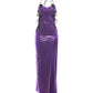 Sexy Shiny Long Dress Woman Lace Jacquard Decoration Halter Low-Neck Backless Splits Hem Prom Party Elegant Vestidos