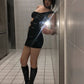 Fake Rivet Decoration Dress Women Waistless Irregular Collar Sleeveless Summer Fashion Midnight Sexy Hottie Bodycon