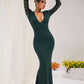 Elegant Lace Long Sleeve Sexy Maxi Dress For Women Fashion Deep V Neck Bodycon Party Club Sexy Long Dress Fashion