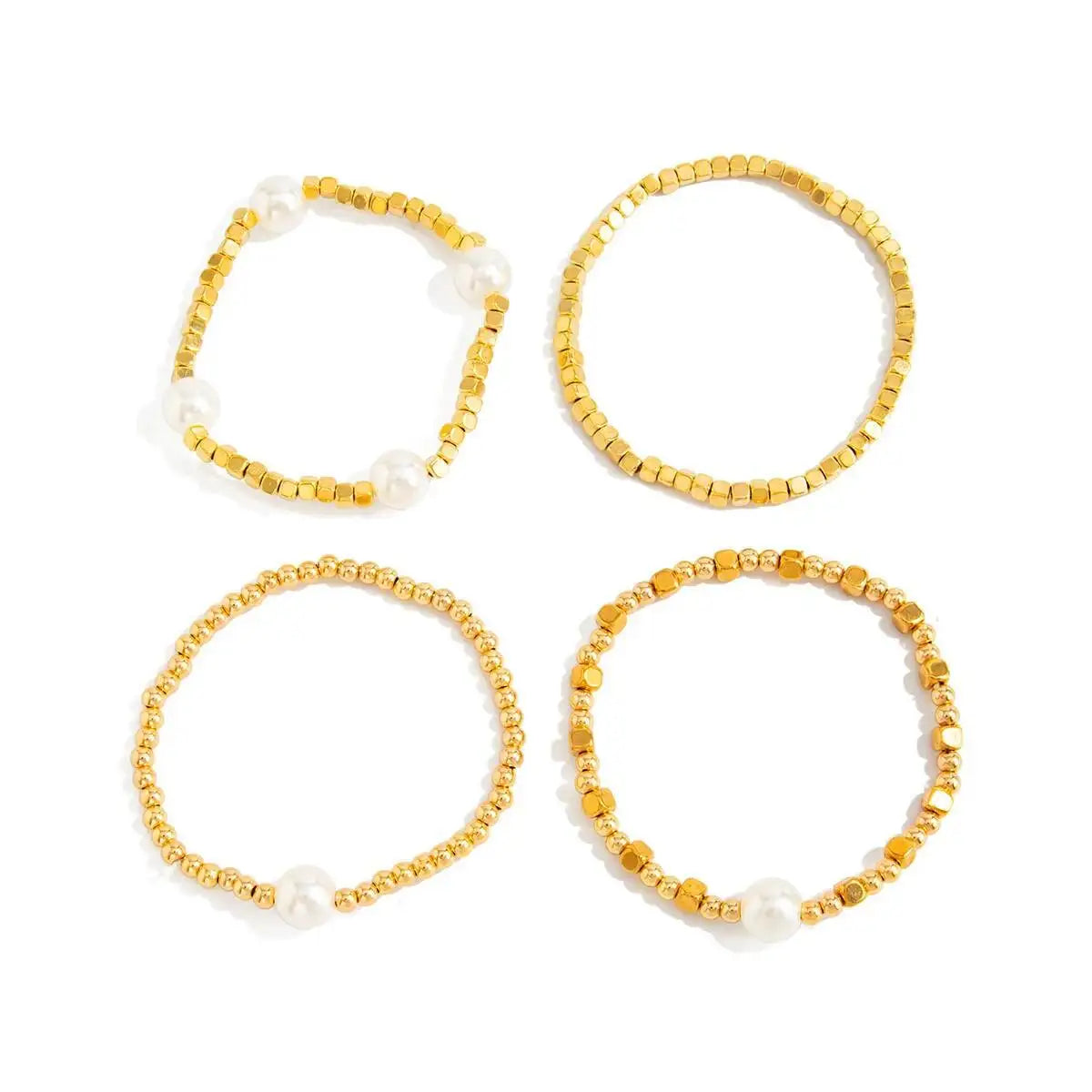 4 Pcs/Set Vintage Imitation Pearl CCB Beaded Bracelets for Women Stylish Boho Charm Bracelet Party Banquet Jewelry Gifts