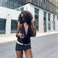 Embellished Deep V Neck Backless Mini Dress Sexy Outfits Women Club Wear Black Dresses