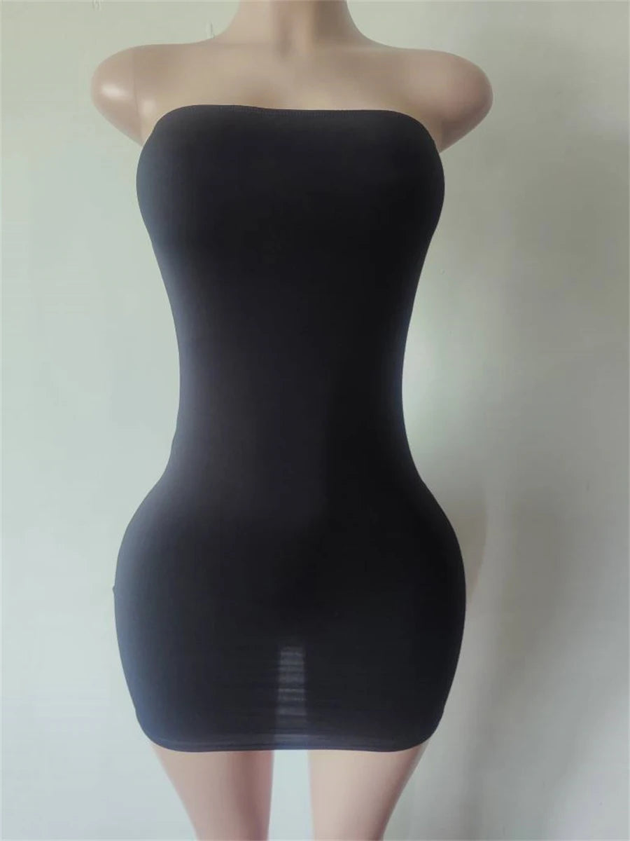 Sexy Hottie Dress Women Fashion Classic Chic Sleeveless Stretch Skinny Wild Party Club Street Peach Hip Mini Bodycon