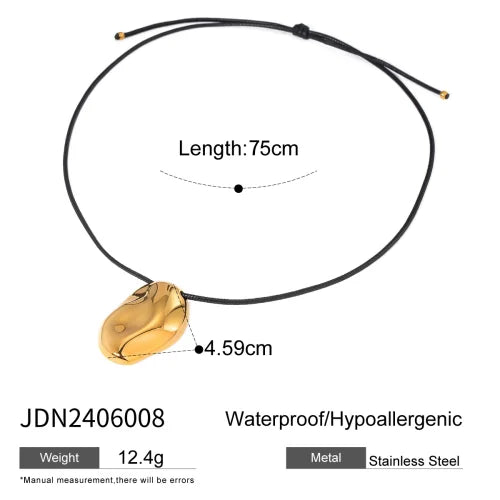 Trendy Stainless Steel Waterproof Irregular Geometric Metal Wax Rope Necklace Gold Silver For Women Jewelry Gift