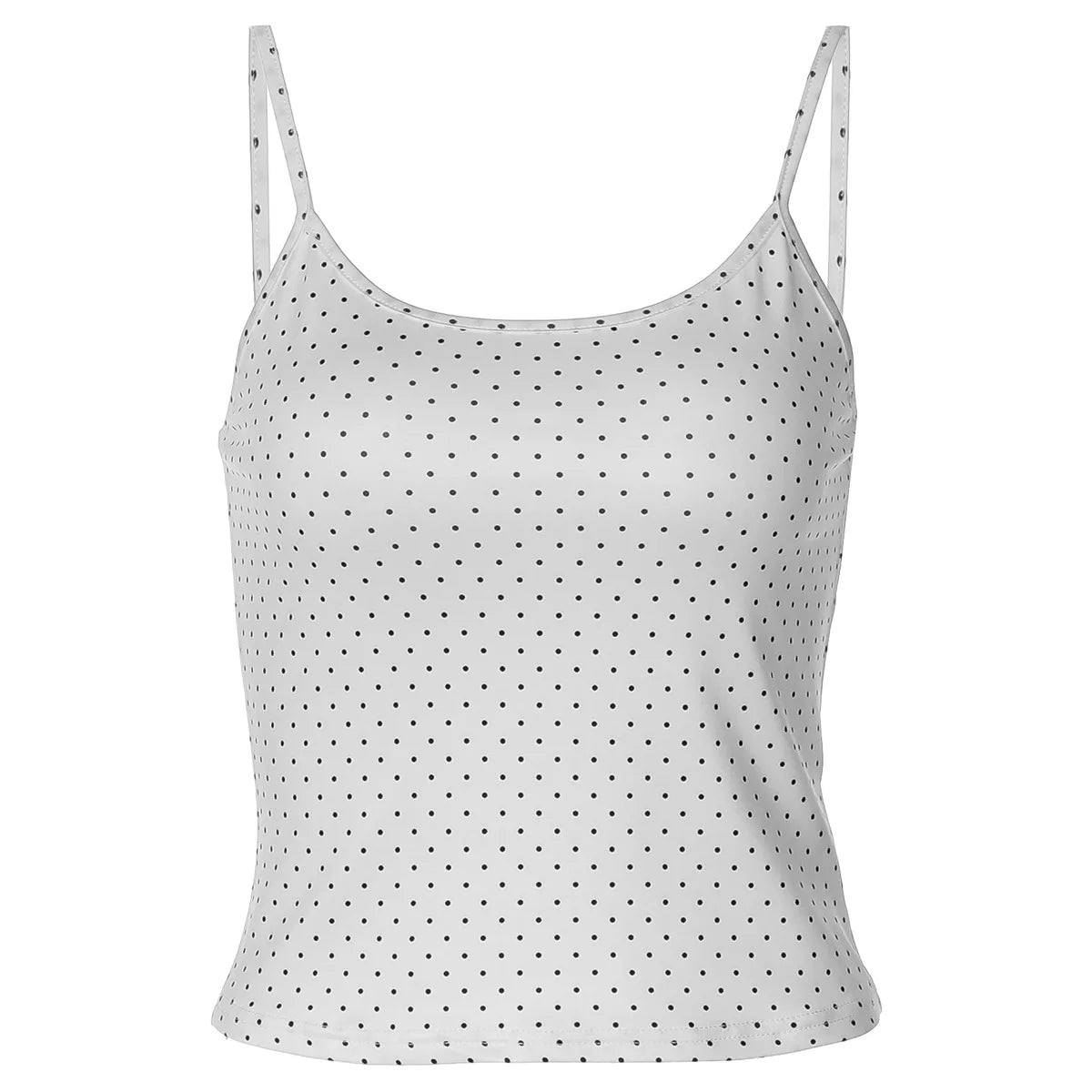 White Polka Dot Sleeveless Crop Tops Women's Tanks Camis Summer 2026 Women Clothing