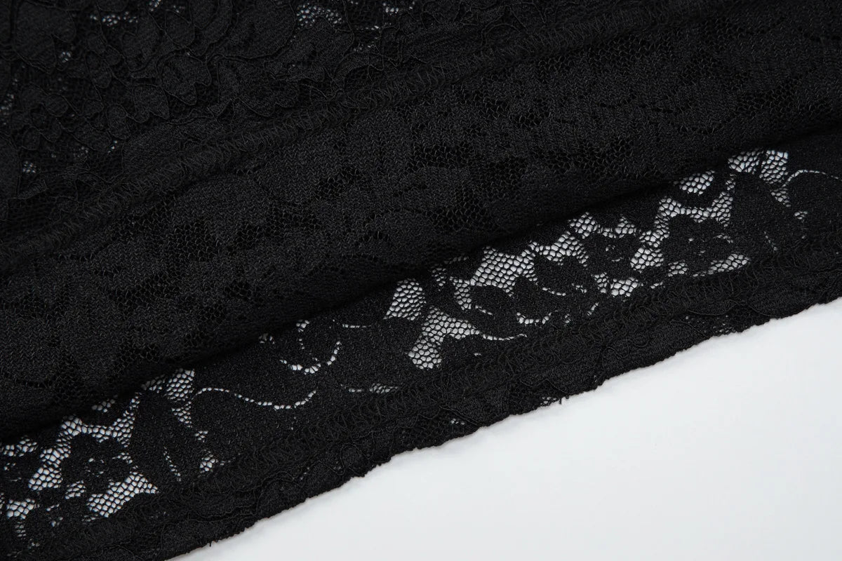 See Through Lace Hollow Backless Halter Tops Sexy Black Going Out Crop Top Woman Rave Clothing Tanks & Camis