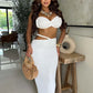 Velvet Y2K Sexy 2 Piece Set Women Vacation Ruched Plait Camisole+Hollow Skirts Bandage Beach Party Skinny Clubwear