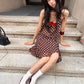 Polka Dot Print 3-Piece Set Women Scarf+V-Neck Camisole+Irregular Mid Skirts Matching High Street Sweet Elegant Suit