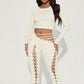 Sexy Women 2 Piece Set Casual Tracksuit Full Fall Crop Tops+Shirring Irregular Pants Stretch Streetwear Skinny Suits