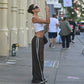 Side Striped Leopard Print Baggy Pants Streetwear Casual Sweat Pants Woman Bottoms Trending 2025 Products