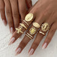 10Pcs/Set Exquisite Elegant Irregular Geometry Finger Rings Women Creative Romantic Wedding Banquet Jewelry Accessories