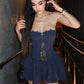 Lace Off-shoulder Ruffle Sexy Mini Dress Women Summer Fashion Striped Hollow Out Strapless High Waist Club Party Dress