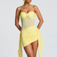 See Through Mesh Spliced Strapless Draped Mini Dresses Sexy Party Club Outfits Evening Dress Woman