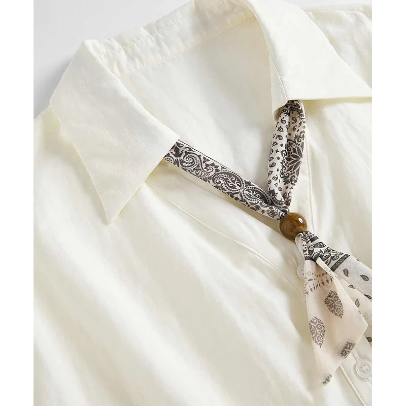 Sleeveless Button-Up Shirt with Scarf Tie, Slim Fit Office Blouse, Elegant Solid Color Workwear Top for Women