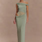 One Shoulder Slinky Sexy Maxi Dress Women Summer Fashion Backless Sleeveless Split Club Party Long Dress Elegant