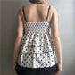 Women Polka Dot Cami Top Bow Lace Trim V Neck Tiered Layer Ruffle Babydoll Sleeveless Backless Smocked Peplum Camisole