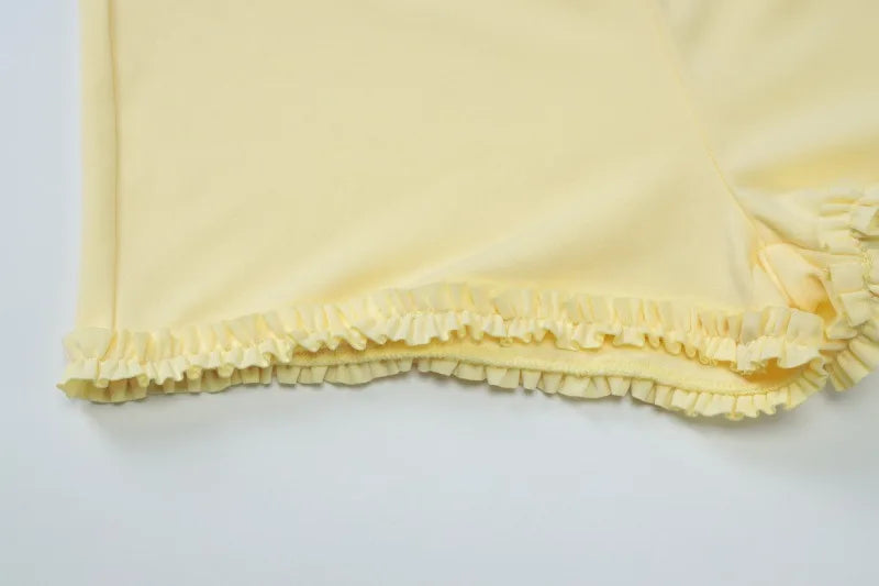 2 Piece Shorts Set Frilly Half Sleeve Crop Top and Shorts Matching Outfits Woman Summer Clothing