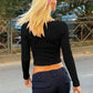 Lace Trim V Neck Long Sleeve Crop Tops Women's T-shirts Spring 2026 Fashion Clothes for Woman