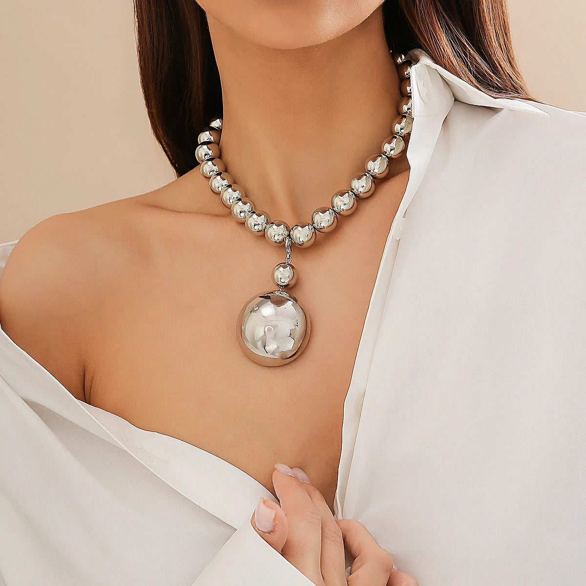 Exaggerated Goth Acrylic CCB Big Ball Bead Chain Necklace for Women Punk Chunky Heavy Short Choker Grunge Jewelry Steampunk Men