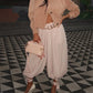 Women's Casual Harem Pants Solid Color Loose Fit Elastic Waisted Joggers Boho Trousers for Daily Life Vacation Travel