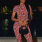 Backless Romper Women Fitness Tight Stretch Colorful Print Summer O-Neck Short Sleeve Slim Activity Workout Playsuits