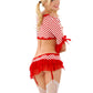 Women's Striped Candy Girl Christmas Cosplay Costume 3 4 Sleeve Lace Bow Crop Top Ruffle Mini Skirt Party Fancy Dress