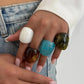 Boho Smudging Chunky Finger Rings for Women Fashion Irregular Acrylic Resin Water Drop Oval Knuckle Y2K Jewelry Gift