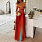 Women Summer Striped Tie-dye Color Twisted Texture Hollow Out Backless Strapless A-line Tube Long Dress Party Clubwear