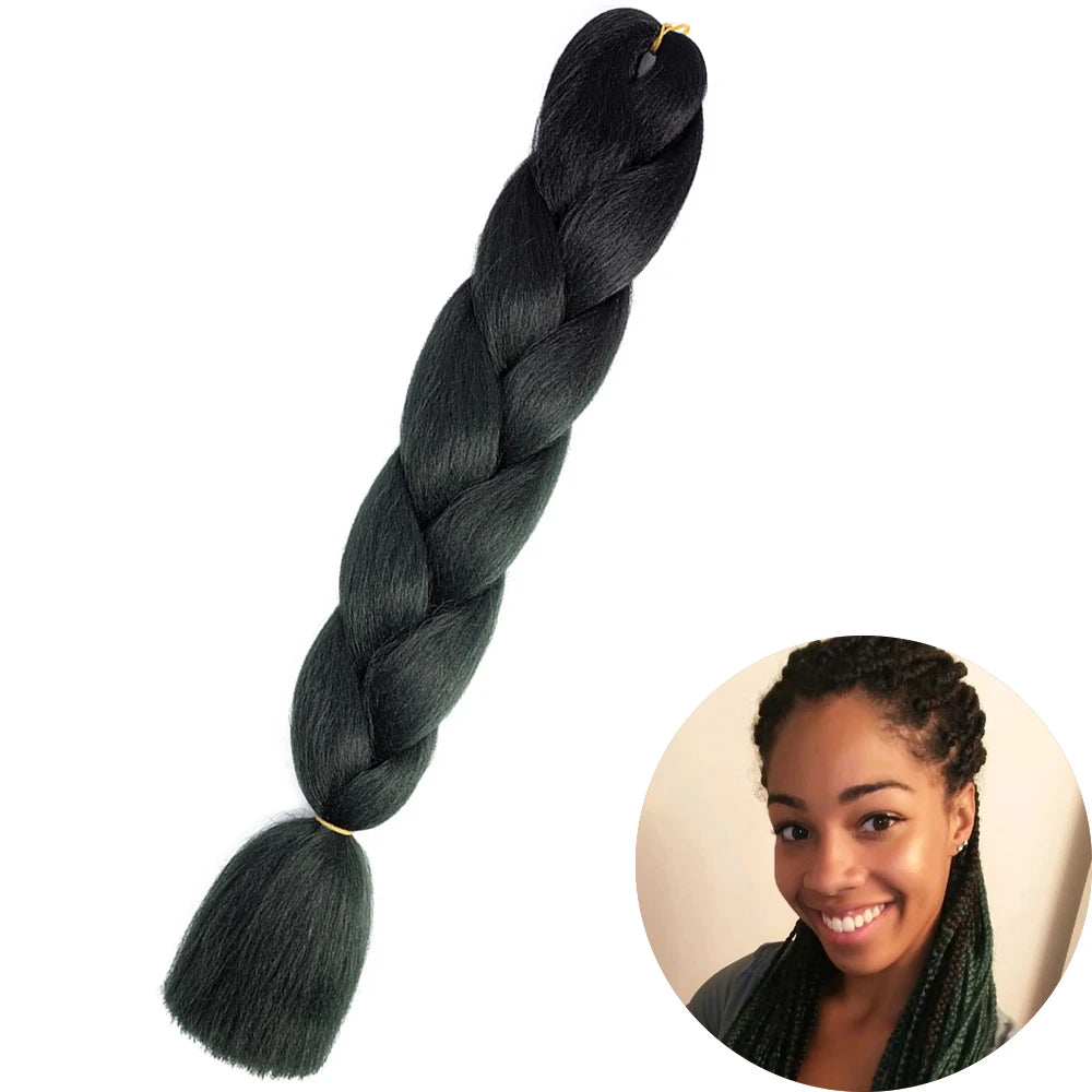Synthetic Jumbo Braiding Hair Extension 24 Inch Heat Resistant Fiber In Bulk Ombre Jumbo Braids Hair For Black Women