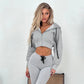 Swest Suits for Women Two Piece Pants Set Fleece Lined Jacket Hoodies and Joggers Sets Tracksuit Winter Outfit