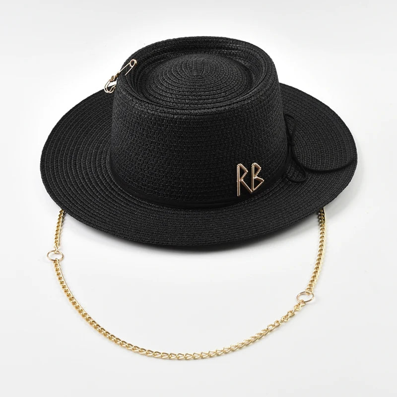 Spring Summer Straw Hats for Women Ribbon Decoration Elegant Ladies Party Dress Hats Travel Beach Sun Hat Chapeau Femme