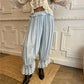 Casual Lace Trim Bloomers Women Ruffle Elastic Waist Loose Harem Trousers Lace Ankle Cuff Daily Vacation Baggy Pants