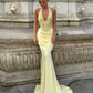Dinner Party Patchwork Dress Women Fake Diamond Decoration Halter v-Neck Backless Folds Elegant Vacation Chic Vestidos