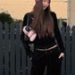 Butterfly Print 2-Piece Set Women Zip Hooded Full Sleeve Crop Tops+Drawstring Elastic Waist Pants Autumn Trend Suits