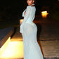 Lace Patchwork 2 Piece Set Woman Ruffles Edge Halter Backless Skinny Bodysuits+Low-Neck Full Sleeve Dress Sexy Suits