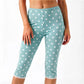 Vintage Polka Dot Cropped Leggings High Waist Lace Trim Hem Calf Pants Women Daily Loungewear Sleepwear Casual Bottoms
