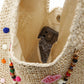Women's Boho Crochet Straw Shoulder Bag with Colorful Beads, Large Summer Beach Tote Bag, Casual Vacation Handbag